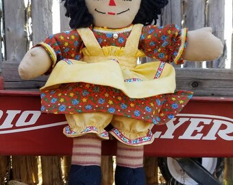 Handmade Raggedy Ann with Yellow Bows