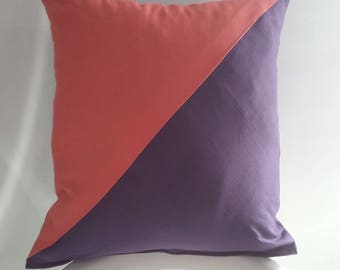 Cushion cover 40 x 40 cm coral and purple