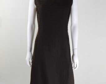 Original Vintage 1960s Brown Shift Dress UK Size 12