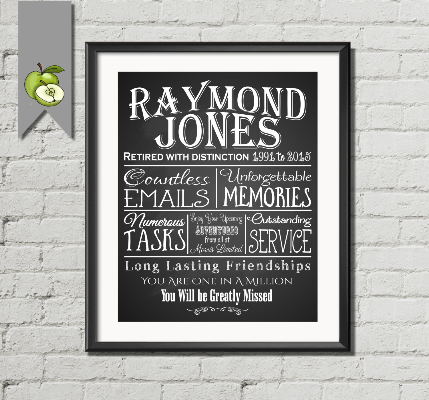 retirement gift happy retirement chalkboard keepsake wall