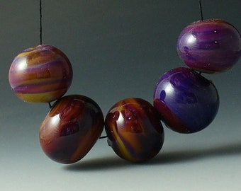 Lampwork beads/SRA lampwork/beads/Double Helix/hollows/silver glass/ purple/ruby/