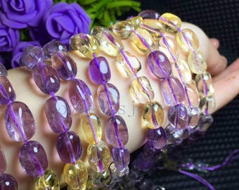 15.5" inch Amethyst and Citrine Nuggets Beads, Natural Crystal Beads,10x14mm DIY Jewelry Jewelry Supplies