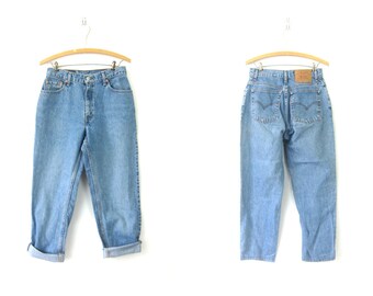 550 LEVIS Jeans Worn In Blue Jeans Faded Denim Boyfriend Jeans Vintage Pants Hipster Grunge Women's Size 8