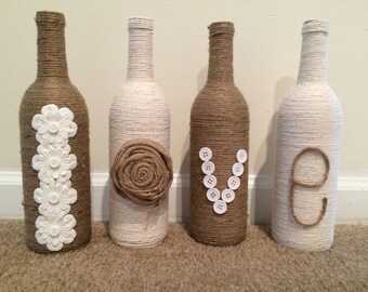 Love Twine wrapped wine bottle decor!