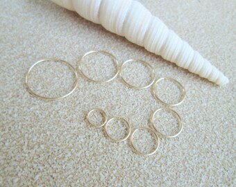 Very Thin Gold Hoop, Extra Thin Nose Ring, 14K Gold Fill 24G Helix Earring, 24 Gauge Lip Ring, Gold Thin Cartilage Hoop, 24g Gold Nose Hoop