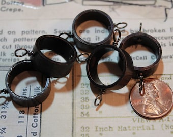 Upcycled Copper Pipe Pendant Bezel - Open Back for Resin, Polymer, etc. Small Black with 2 Loops - Set of 5