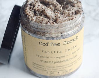 Organic Vanilla Latte Sugar Scrub / Coffee Scrub / SPA Gift / Sugar Scrub / Vegan Sugar Scrub / Coffee Lovers Gift/ Mothers Day / Birthday