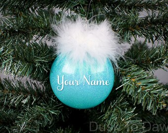 Turquoise Christmas Ornament, Mermaid Ornament, Mermaid Decor, Custom Christmas Ornament, Glitter Ornament, Personalized Christmas Ornament