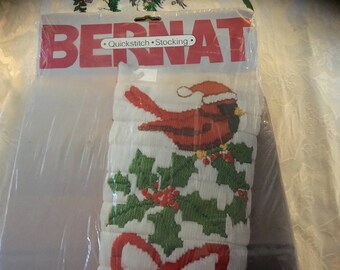 Vintage Abernathy Quick Stitch Christmas Stocking Craft Kit, Vintage Christmas Stocking, Vintage Christmas Craft Kit, Quick Stich Bernat