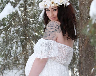 Creamy Daisy Flower Halo Crown