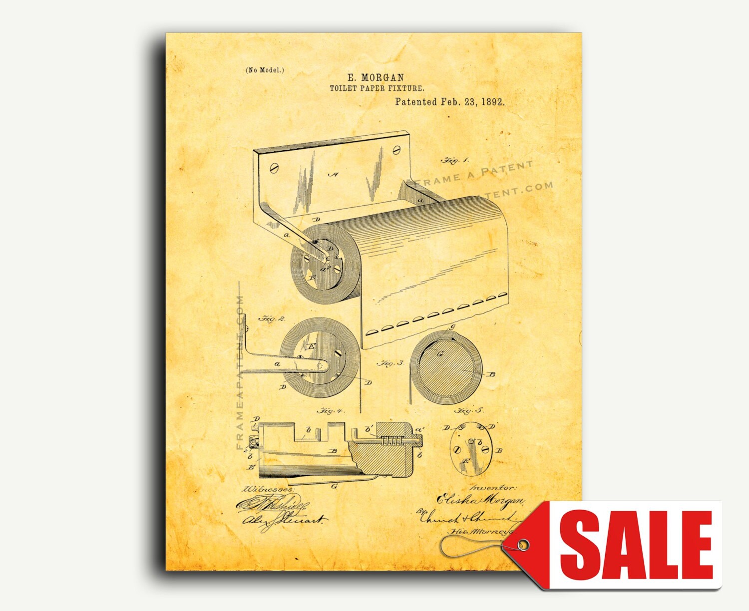 Patent Art Toilet Paper Holder Patent Wall Art Print