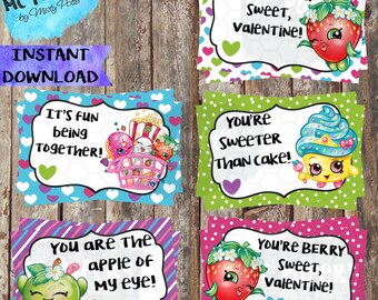 Shopkins Printable Valentine Cards - YOU PRINT