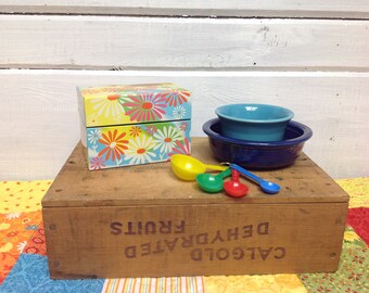 Mid Century Mod Floral Metal Recipe Box