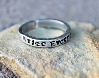 Gift for Writer, Write Every Day, Adjustable Ring, Writer Jewelry, Stackable Ring, Gift for Writers, Everyday Inspiration, Write Every Day