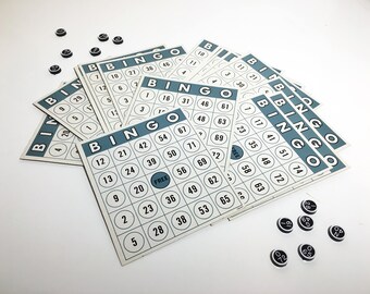 Vintage Set of 15 Blue Circle Bingo Cards