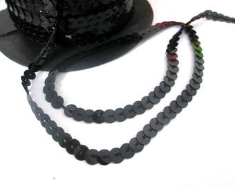 5 m Ribbon 6mm black sequin trim