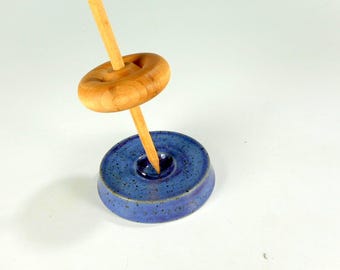 Pottery spindle bowl, ceramic spinning bowl, supported spindle bowl, stoneware lap bowl, spindle support bowl, large flat spinning disk