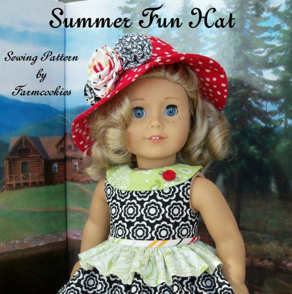 PRINTED Sewing Pattern Fits American Girl Dolls: Summer Fun HAT ONLY / Sewing Pattern for 18" Dolls