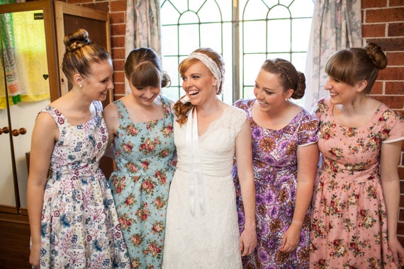 flower print bridesmaid dresses