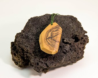 Olive wood necklace, wood jewelry
