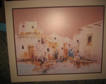 Jim Prindiville Signed, Matted, Native American Painting PRINT/Pueblo Art, no Frame