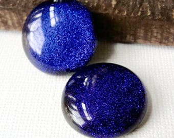 Dichroic Glass Cabochons 22 mm Purple Set of 2