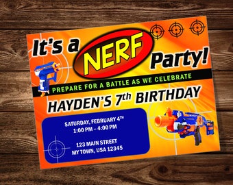 Dart Gun War Custom Birthday Invitation ***DIGITAL FILE ONLY***