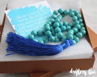 Tassel necklace- long tassel necklace- bohemian necklace- beaded necklace- turquoise necklace- ocean necklace- turquoise