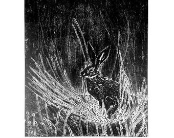 Hare Collagraph Print