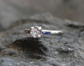 Art Deco Belais Engagement Ring with 0.28 ct Old European Cut Diamond - JL653A