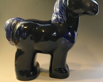 Vintage Blaarvevaerket Norwegian Blue Ceramic Horse