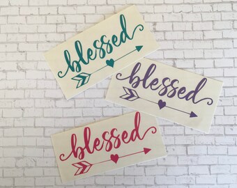Blessed Decal - #Blessed - Christian Decal - Religious Decal - Blessed Sticker - Car Window Decal - Yeti Decal for Women - Vinyl Sticker