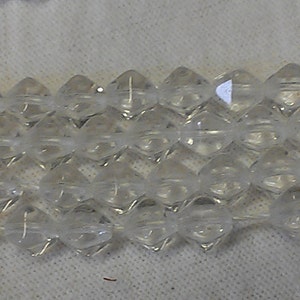 6mm Bicone Czech Glass Pressed Beads - Crystal Clear