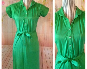 Vintage Herman Geist Green Shirt Dress