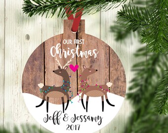 Just Married Ornament, Couples Ornament, Personalized Christmas Ornament, Bride and Groom Gift Newlywed Gift, Wedding Gift, Buck and Doe