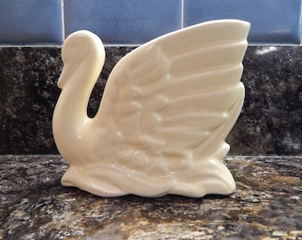 Graceful Vintage Pottery Swan Planter