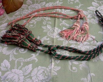 2 tiebacks antique or vintage silky for curtains