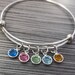 Charm Bracelet / Birthstone Bracelet / Wire Bangle / Mom Bracelet / Grandma Bangle / Swarovski Crystal Charm Adjustable Bangle