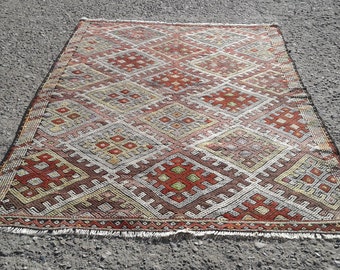 Turkish kilim rug , kilim rug,vintage kilim rug,Anatolian Turkish, rug,Kelim rug ,Turkish Kilim6'1"x 8'5"ft kilim Rug