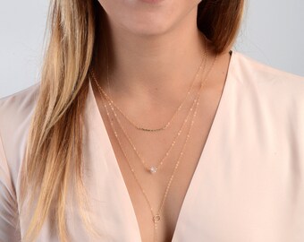 Delicate Layered Necklaces Set, Gold Layering Necklaces, Layered Set of 3 Necklaces ,Dainty Simple Minimal Necklace, Gold Fill, Rose Gold