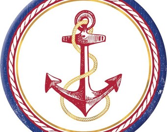 Set Of 18 Red Anchor Nautical Disposable Coasters - Drink Coasters - Wedding Guest coaster - Clam Bake - Nautical Decor - Beach Party