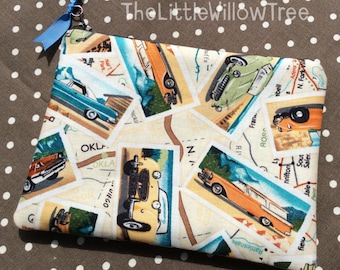Handmade Zipper Pouch, Retro Car Design