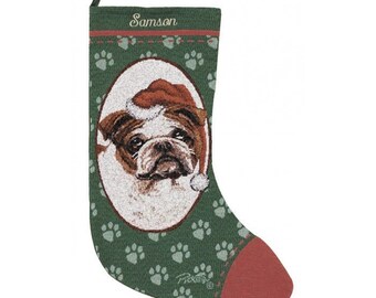 Bulldog Dog Personalized Christmas Stocking