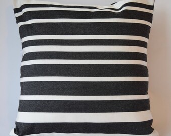 Marimekko Decorative Pillow Cover, Double-sided, Cotton Upholstery weight. Keinu Pattern/ Solid Black, 16"x16" (40x40cm)