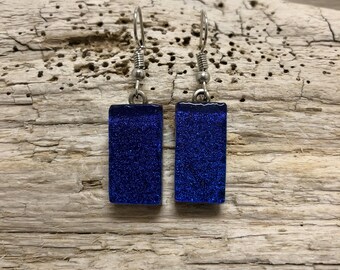 Dichroic glass jewelry, fused glass earrings, handmade dichroic glass, dichroic glass earrings, Dichroic Glass Dangle earrings