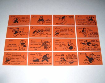Vintage Monopoly Chance Game Card Pieces Set of 16