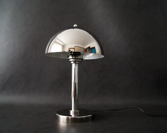 Table lamp chrome, writing lamp, lamp mushroom, 70s lamp
