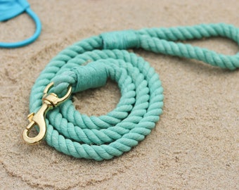 Robin Egg Blue Teal Rope Leash
