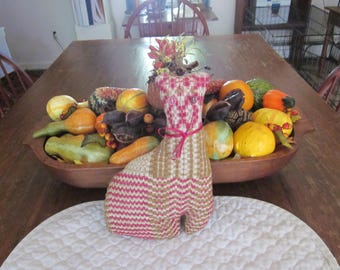 Primitive Antique Coverlet Cat Pillow