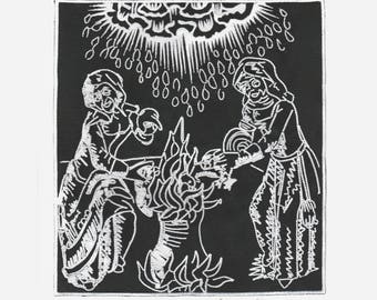 Witchcraft Sabbath Witches brew Casting spell cauldron embroidered back patch Malleus Maleficarum medieval old religion astral threads
